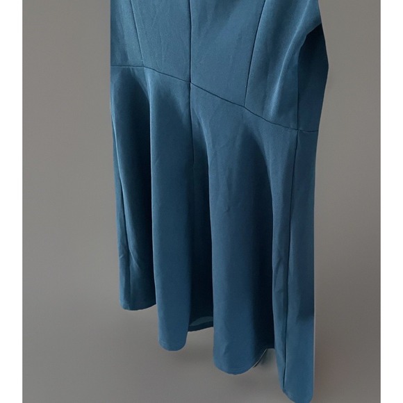 Allegra K Women's Size S Contrast Color Puff Sleeve Bow Flare Dress Teal Twee - Picture 7 of 12